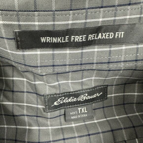 Eddie Bauer Wrinkle Resistant Relaxed Fit Gray Striped Button Up Shirt Size XL - Picture 6 of 9